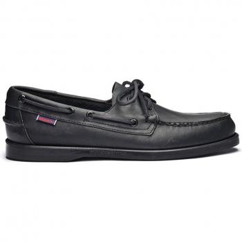 Sebago Docksides Men's Black Leather Boat Shoes