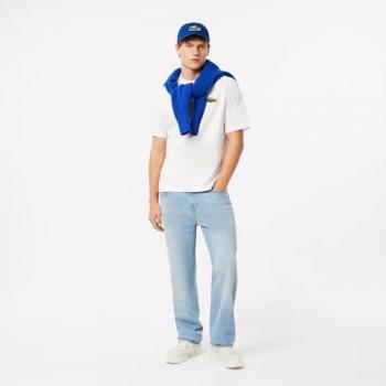 Camiseta Lacoste Loose Fit de algodón unisex de corte holgado y manga corta, color blanco puro, tamaño XXL
