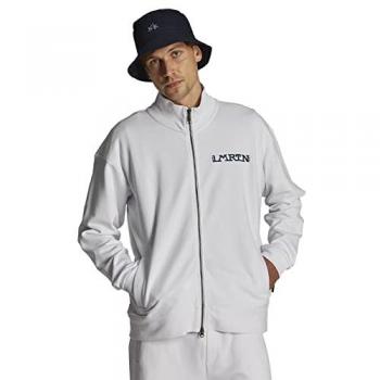 Sudadera con Cremallera para Hombre La Martina TMF601-FP533 de Algodón 100%, Modelo Oversize, Blanco Óptico, Talla S