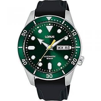 Reloj Lorus Automático para Hombre 42mm con Esfera Verde y Correa de Caucho Negra 10ATM