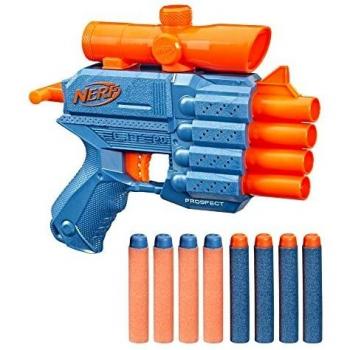 Nerf Lanzador Elite 2.0 Prospect QS-4 - 8 Dardos Elite Oficiales - Mira telescópica Fija - Lanza 4 Dardos