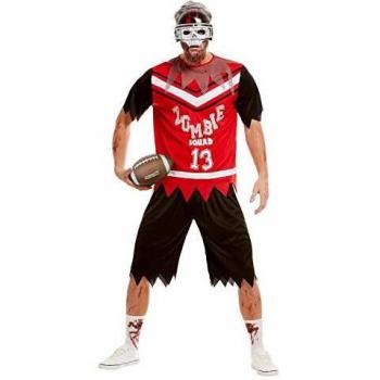 Smiffys 51065M Zombie - Disfraz de futbolista para hombre, talla M, 96,5-101,6 cm, color rojo
