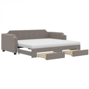 Sofá cama nido extraíble con cajones 90x200 cm Tela Gris Taupe