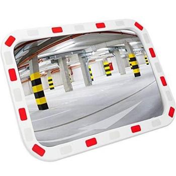 PrimeMatik - Espejo Convexo Rectangular de señalización Seguridad y vigilancia 60x40 cm con Marco Bicolor