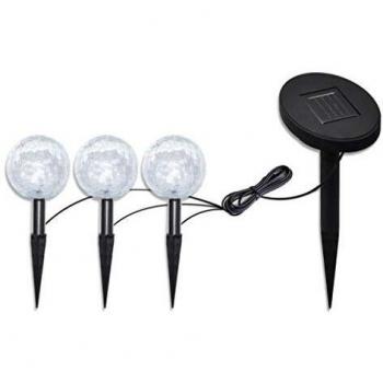 vidaXL 3x Solar Bowl LED Garden Lights with Spike Anchors & Solar Panel Lamp