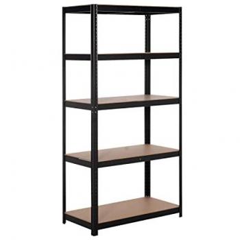Estantería Metálica en Kit Catterhouse Hans Plus 90x40x180 cm Estantería de Almacenaje Color Negro con 5 Baldas Ajustables Soporta hasta 875 kg