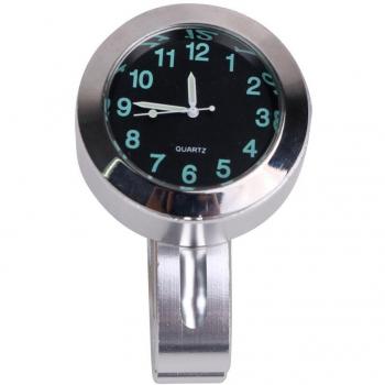 Cozymoon - Reloj Motocicleta Manillar Impermeable Cromado Superficie Negro Brilla en la Oscuridad Manillar de 7/8 o 1 para Harley Davidson Disc Glide Sport FXRSDG / Dyna Fat Bob FXDF / Street Bob FXDB / Super Glide Custom FXDC / Wide Glide FXDWG / Elect