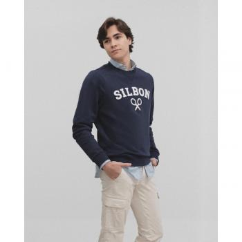 Sudadera Silbon azul marino con raqueta media para hombre