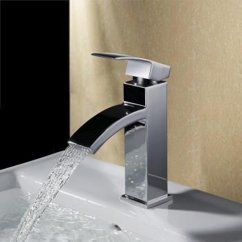 Grifo de lavabo monocomando de agua fría cromado con aireador removible y diseño elegante