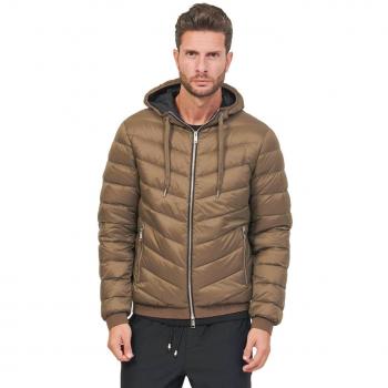 Armani Exchange - Chaqueta Acolchada con Capucha para Hombre en Verde Marrón