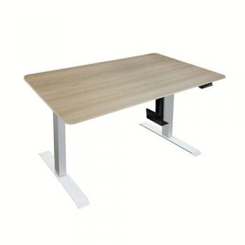 Escritorio Eléctrico Regulable en Altura LUMINA con Soporte para PC - 160 x 80 cm, Color Eiche y Blanco, con Control de Memoria, USB y Pantalla Táctil