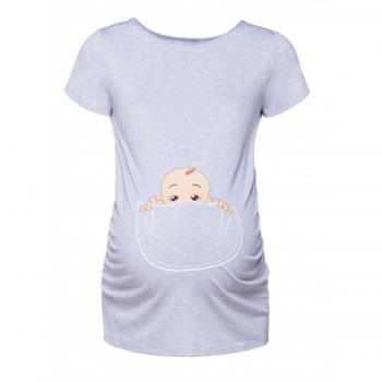 Happy Mama. Para Mujer Camiseta premamá T-Shirt estampado bebé en bolsillo. 501p