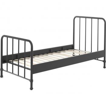 Cama juvenil Vipack Bronxx de metal negro mate - 90x200 cm - incluye somier