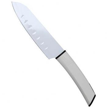 Bergner Keops Non Stick Cuchillo santoku, Acero Inoxidable, Blanco