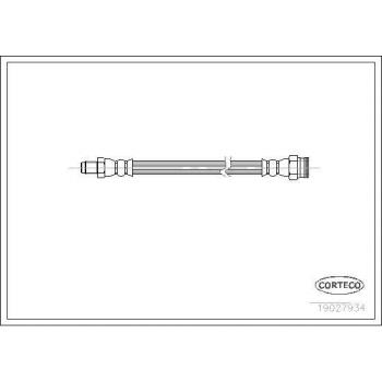 Latiguillo de freno CORTECO 19027934 - manguera de freno, fabricado en goma, resistente a altas presiones, con conexiones metálicas, longitud específica para aplicaciones automotrices