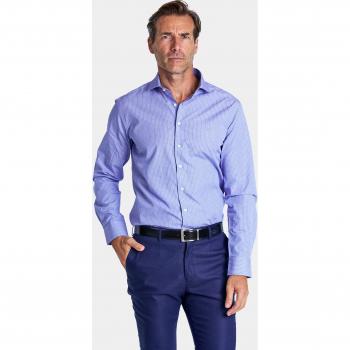 Camisa de hombre slim corte cutaway estampado cuadros colección Platinum azul