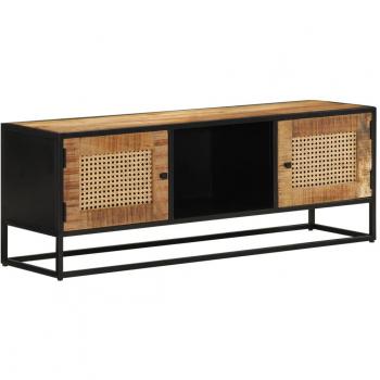 Mueble de TV madera de mango sin tratar y hierro 110x30x40 cm Vidaxl Marrón