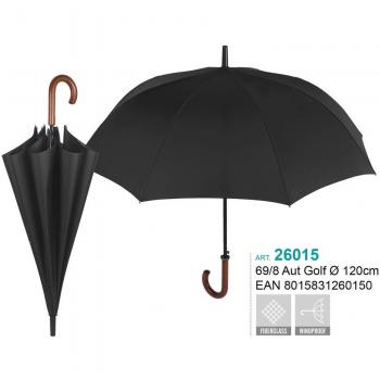 PERLETTI Umb. Caballero. Golf 69/8 Aut. Manija de Madera Negra de Microfibra a Prueba de Viento, sólido, Multicolor 26015