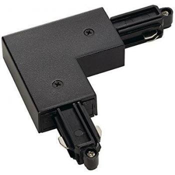 Black L-Connector for 1-Phase High Voltage Track with Internal Grounding