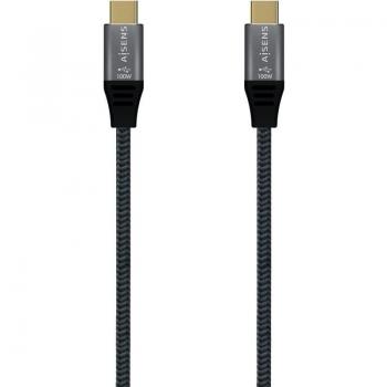Aisens Cable USB 3.2 Gen2x2 Aluminio 20Gbps 8K@30Hz 5A 100W E-Mark, Tipo USB-C/M-USB-C/M, Gris, 1
