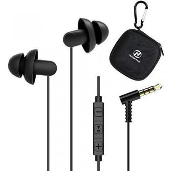 2 Pares Auriculares para Dormir, Hearprotek in-Ear Auriculares Cancelación de Ruido con Micrófono y Control de Volumen, Tapones para Los Oídos para el Insomnio, Ronquidos, Conector de 3,5 mm
