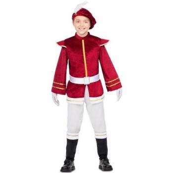 Disfraz de Paje Real Granate para Niño Talla 3-4 Años