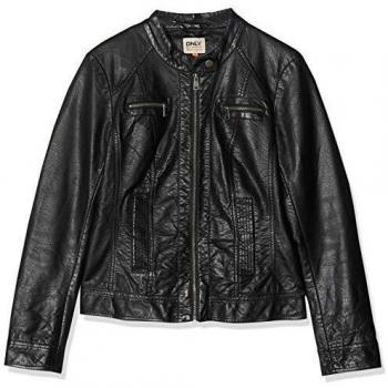 Only Bandit Faux Leather Biker Jacket - Black, Imitation Leather, Viscose Lining, Size 12 UK