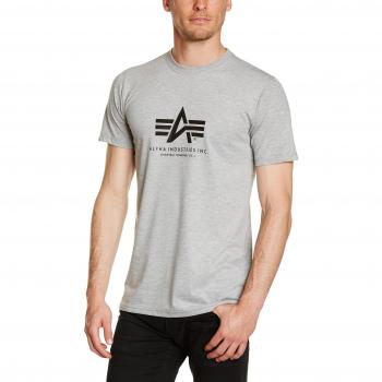 Camiseta Básica Alpha Industries Gris Melange 100% Algodón Talla M