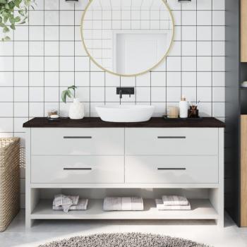 Encimera de baño de madera maciza tratada gris oscuro 160x30x4 cm vidaXL