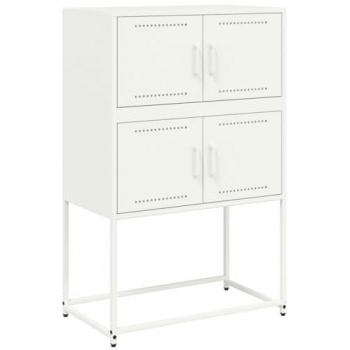 Armario Aparador de Acero Blanco 68,5x38,5x107 cm, Armario de Almacenamiento, Armario Auxiliar, Armario Alto