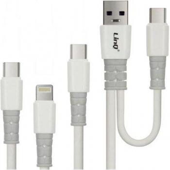 Cable USB-A / USB-C a USB-C, Lightning y Micro-USB 1.2 metros 3 en 1