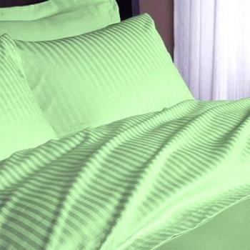 British elección de lino algodón egipcio 500-thread-count satén funda de edredón & pillowcoase., Sage Stripe, suelto