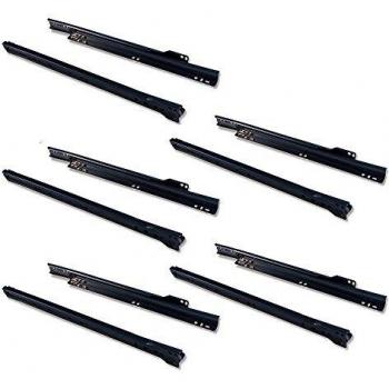 EMUCA - Guías correderas para cajones 350mm con extracción Parcial Color Negro, Lote de 5 guías para cajones