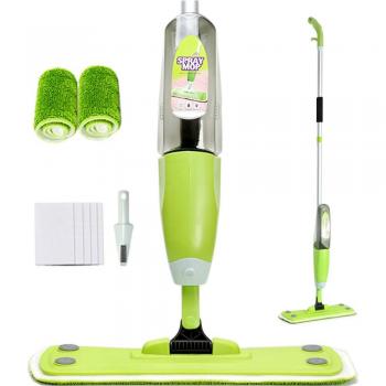 Set de mopa, Spray Mop, 2 x Almohadilla reutilizable de microfibra, 5 unidades Vellón de schrubber y la botella rellenable de 600ml | de Joywell
