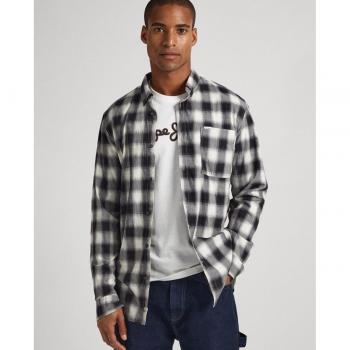 Pepe Jeans Cavern Camisa de Hombre Regular Fit con Estampado de Cuadros en Color Negro