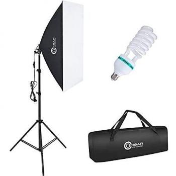 OMBAR Softbox Iluminacion Kit Fotografia con 1 Softbox 50×70cm y1 Bombilla de Luz 135W 5500K E27 y 1 Bolsa de Transporte, para Videos de Retrato de Estudio, Luz para Estudio Fotográfico Profesional