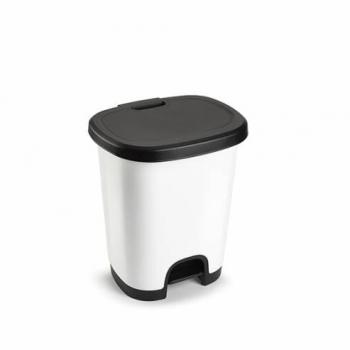 Cubo de basura con pedal de plástico 27 litros - Blanco