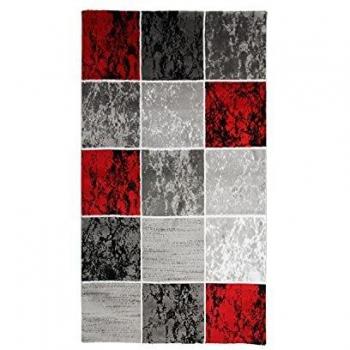 Alfombra de salón Subway Cube de polipropileno - 80x150 cm - Rojo con diseño de cubos