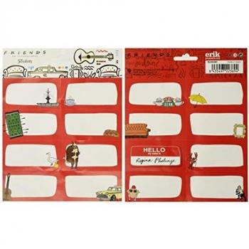 Pack 16 Etiquetas Adhesivas Escolares Friends Rojo y Blanco