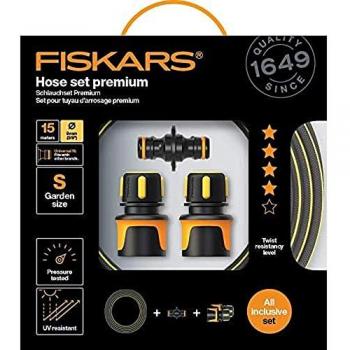 Kit de Manguera de Riego 15 m con Accesorios (2 Conectores + 1 Extensor) - Fiskars