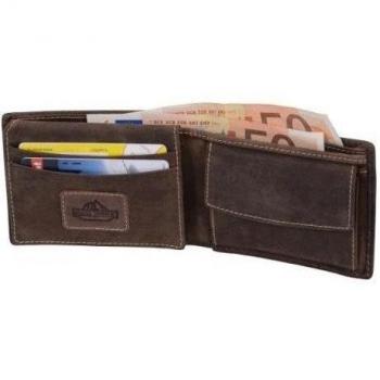 Mini-cartera AVANCO, de cuero, marrón oscuro 11x8,5cm
