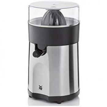 WMF Stelio Exprimidor, 85 W, 2 conos intercambiables y colador extraíble de cromargan y cierre antigoteo, apto para limón, naranja y pomelo, acero inoxidable, cromargan