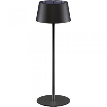 Lámpara de mesa LED solar recargable, atenuable, IP44, color blanco cálido, negra