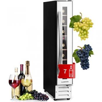 Vinoteca Integrada Klarstein Vinovilla 7 - Capacidad para 7 Botellas, Temperatura de 5-22°C, Vidrio Blanco y Acero Inoxidable