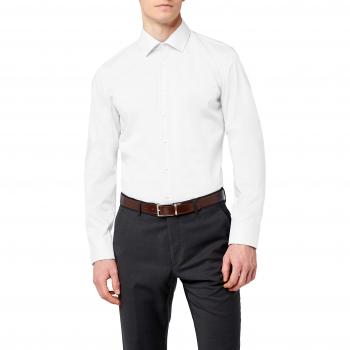 Camisa de Negocios Slim de Popelín Sin Arrugas con Cuello Kent en Color Beige (Ecru) para Hombre