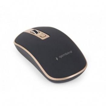 Gembird MUSW-4B-06-BG - Ratón inalámbrico óptico de 4 botones 1600 DPI, negro-dorado