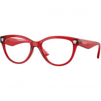 Versace VE3365U 5495 Women's Red Prescription Eyeglasses - Square Plastic Frame, Size M, Blue Light Block Available