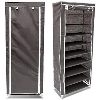 Set de 2 Armarios Zapateros Antracita con 9 Niveles para 36 Pares de Zapatos, Dimensiones: 30 x 60 x 151 cm, Polipropileno