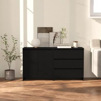 Aparador de 2 piezas de madera manufacturada, mueble de almacenaje moderno para salón, buffet auxiliar y armario de almacenamiento