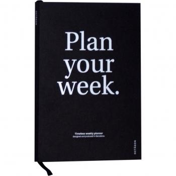 Planificador A5 Semana Vista Perpetuo Octagon Design Negro